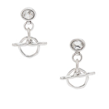 Load image into Gallery viewer, Clear Crystal Pewter Earrings 1965
