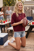 Load image into Gallery viewer, Gameday Contrast Trim Oversized Sweater Top