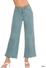 Load image into Gallery viewer, `Acid Wash Frayed Hem Straight Wide Denim Pants Zenana: MAHOGANY-156721 / S