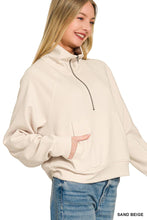 Load image into Gallery viewer, Scuba Half Zip Pullover With Kangaroo Pocket Zenana