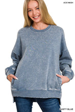 Load image into Gallery viewer, `Fleece Hi-low Sweatshirt With Pockets (Solid/Washed)