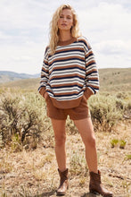 Load image into Gallery viewer, French Terry Striped Oversized Pullover