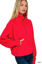 Load image into Gallery viewer, Scuba Half Zip Pullover With Kangaroo Pocket Zenana
