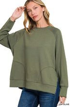 Load image into Gallery viewer, `Scuba Round Neck Pullover With Side Slits Zenana