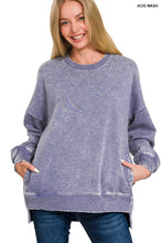 Load image into Gallery viewer, `Fleece Hi-low Sweatshirt With Pockets (Solid/Washed)