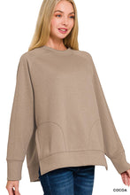 Load image into Gallery viewer, `Scuba Round Neck Pullover With Side Slits Zenana