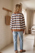 Load image into Gallery viewer, French Terry Striped Oversized Pullover