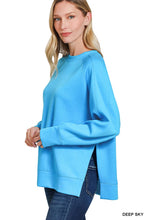 Load image into Gallery viewer, `Scuba Round Neck Pullover With Side Slits Zenana