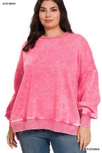 Load image into Gallery viewer, `Plus size Washed Fleece Hi Low Hem Pullover Zenana: +MOCHA-182443 / 3X
