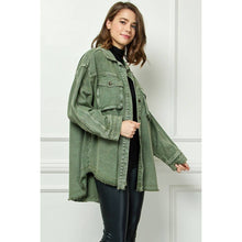 Load image into Gallery viewer, Denim Overshirt Jacket- Olive
