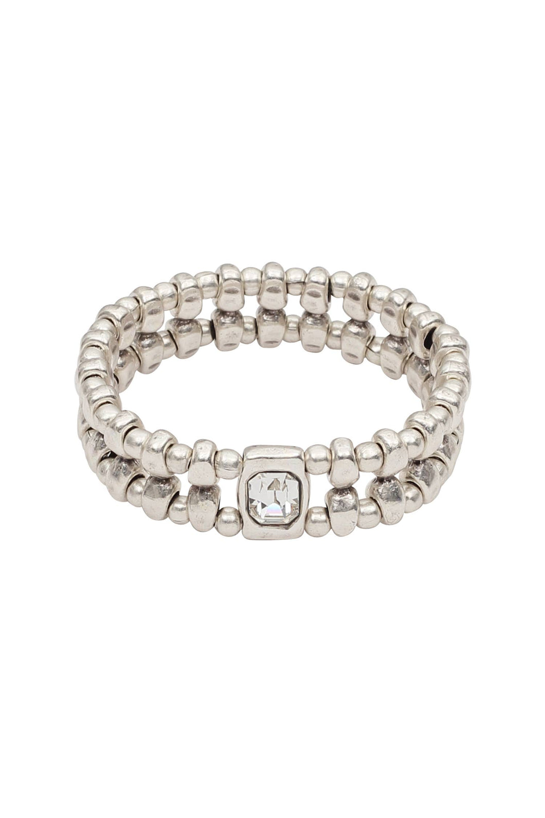 Clear Crystal Pewter Bracelet