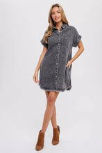 Load image into Gallery viewer, Frayed Denim Dress-Washed Black
