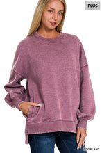 Load image into Gallery viewer, `Plus Acid Wash Fleece Hi Low Hem Pullover With Pockets Zenana
