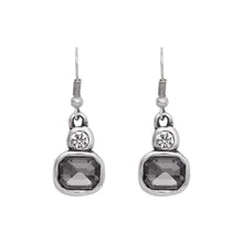 Load image into Gallery viewer, Handmade Smoky Crystal Pewter Earrings - 1950
