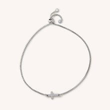 Load image into Gallery viewer, Crystal Cross Silver Slider Bracelet
