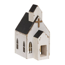 Load image into Gallery viewer, Distressed White Wooden Church Sitter
