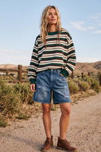 Load image into Gallery viewer, French Terry Striped Oversized Pullover
