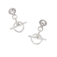 Load image into Gallery viewer, Clear Crystal Pewter Earrings 1965
