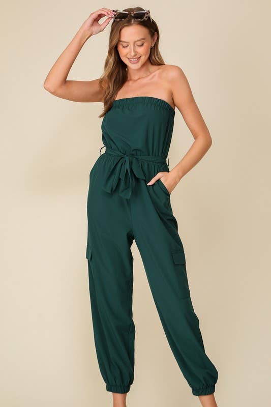 Emerald-Strapless Jumpsuit