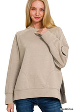 Load image into Gallery viewer, `Scuba Round Neck Pullover With Side Slits Zenana
