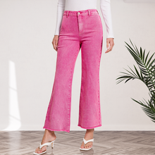 Load image into Gallery viewer, `Acid Wash Frayed Hem Straight Wide Denim Pants Zenana: SLEET-198094 / S
