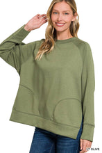 Load image into Gallery viewer, `Scuba Round Neck Pullover With Side Slits Zenana
