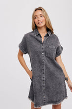 Load image into Gallery viewer, Frayed Denim Dress-Washed Black
