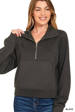 Load image into Gallery viewer, Scuba Half Zip Pullover With Kangaroo Pocket Zenana
