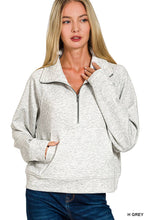 Load image into Gallery viewer, Scuba Half Zip Pullover With Kangaroo Pocket Zenana
