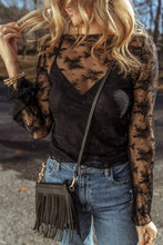Load image into Gallery viewer, LDC Lace Mesh Crochet Splicing Slim Fit Long Sleeve Blouse
