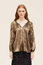 Load image into Gallery viewer, Noelle-Shine Blouse-Gold/Black
