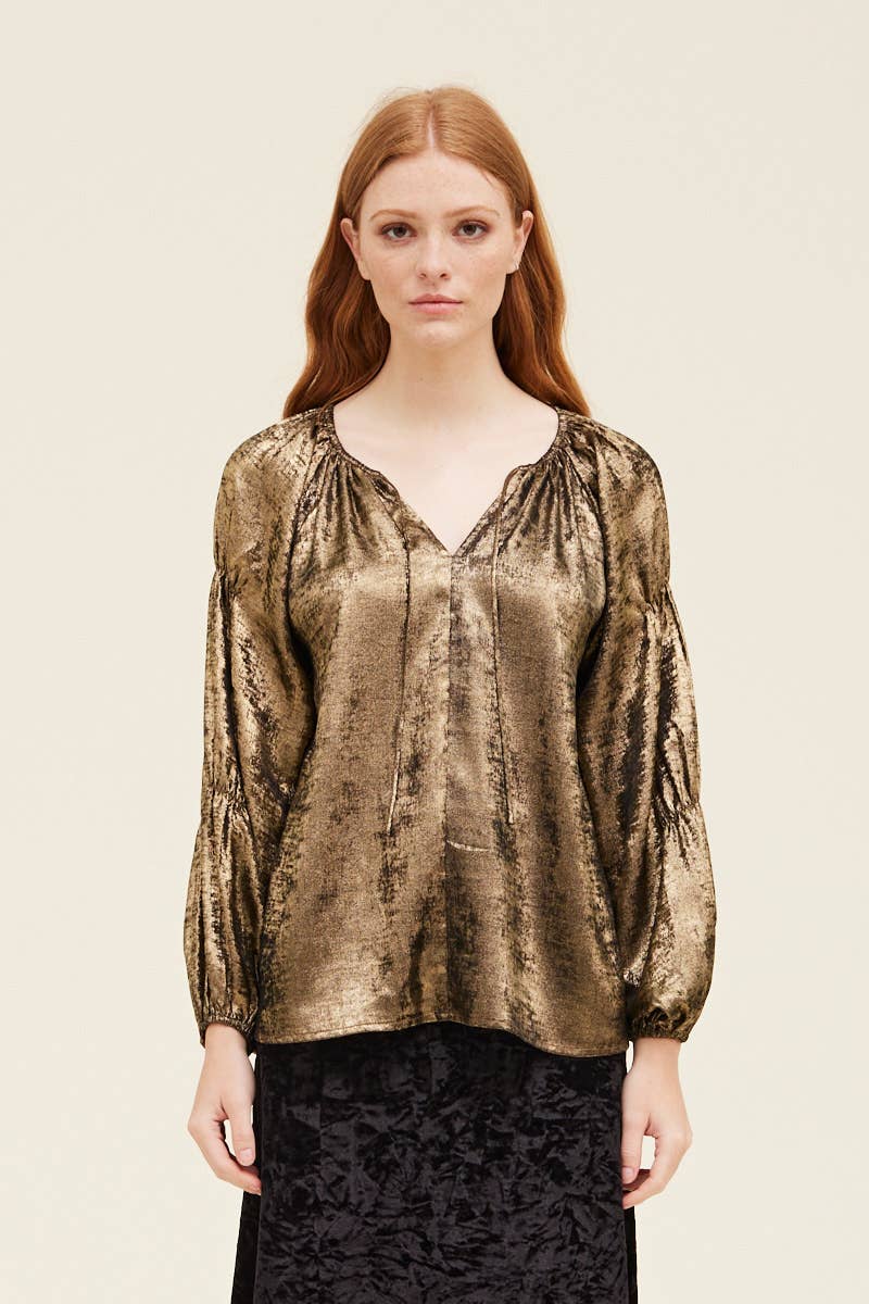 Noelle-Shine Blouse-Gold/Black