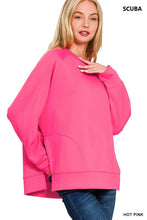 Load image into Gallery viewer, `Scuba Round Neck Pullover With Side Slits Zenana
