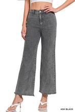 Load image into Gallery viewer, `Acid Wash Frayed Hem Straight Wide Denim Pants Zenana: MAHOGANY-156721 / S
