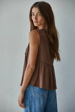 Load image into Gallery viewer, L9117 | Knit Rayon Spandex Jersey Round Neck Sleeveless Top: Chocolate / M
