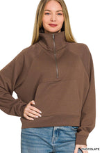 Load image into Gallery viewer, Scuba Half Zip Pullover With Kangaroo Pocket Zenana
