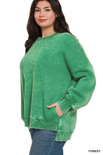 Load image into Gallery viewer, `Plus size Washed Fleece Hi Low Hem Pullover Zenana: +MOCHA-182443 / 3X
