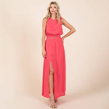 Load image into Gallery viewer, Malta-Linen Maxi Skirt Set-Fushia

