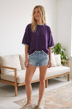 Load image into Gallery viewer, Gameday Contrast Trim Oversized Sweater Top
