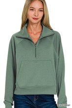 Load image into Gallery viewer, Scuba Half Zip Pullover With Kangaroo Pocket Zenana
