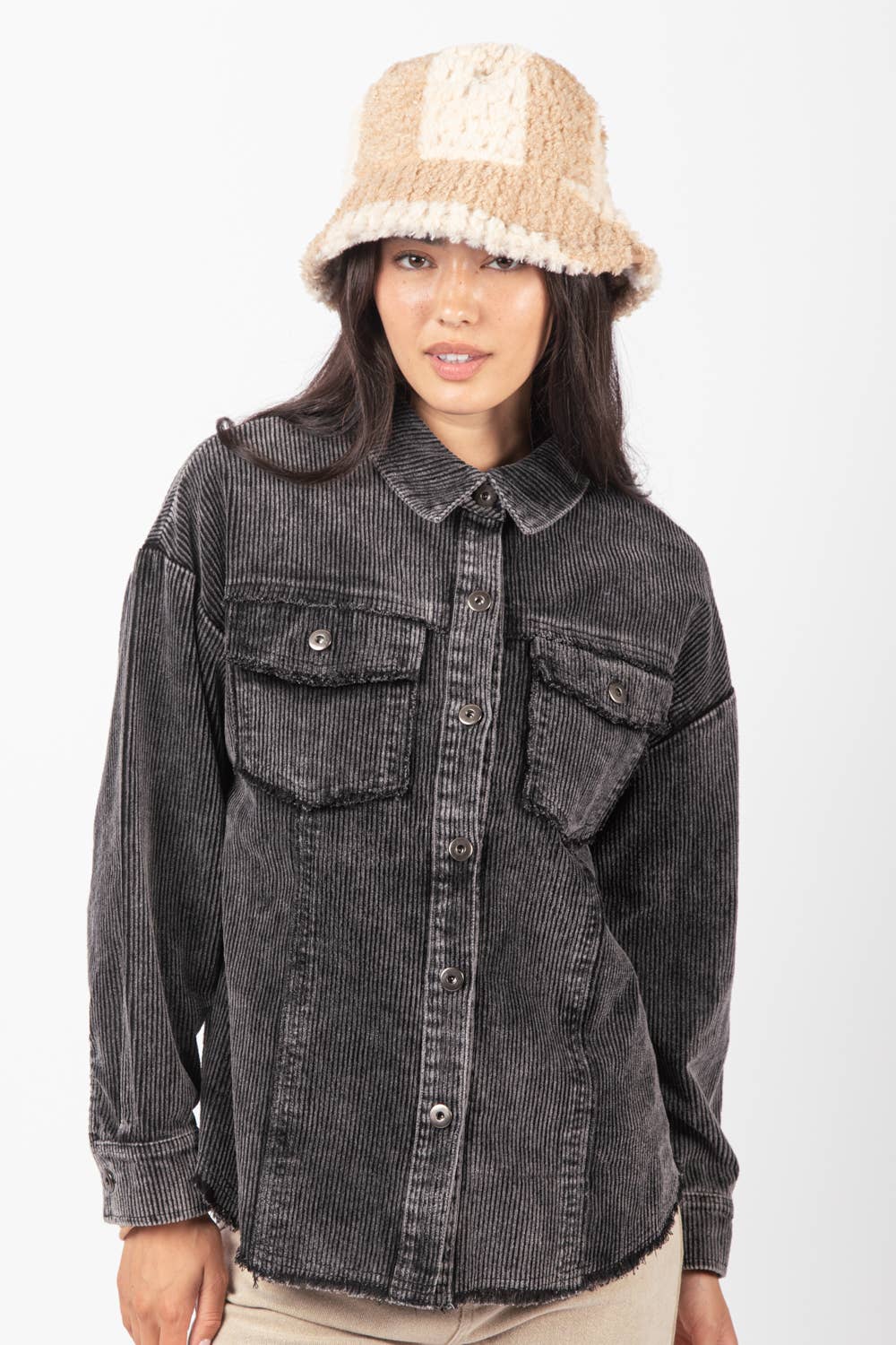 Oversized Washed Corduroy Shacket