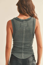 Load image into Gallery viewer, Washed Charcoal Ribbed Tank
