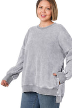 Load image into Gallery viewer, `Plus size Washed Fleece Hi Low Hem Pullover Zenana: +MOCHA-182443 / 2X
