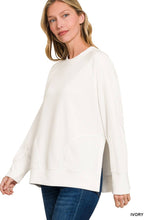 Load image into Gallery viewer, `Scuba Round Neck Pullover With Side Slits Zenana
