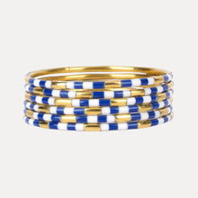 Load image into Gallery viewer, Blue/White Veda Bangles - Set of 6
