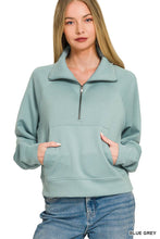 Load image into Gallery viewer, Scuba Half Zip Pullover With Kangaroo Pocket Zenana
