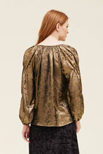 Load image into Gallery viewer, Noelle-Shine Blouse-Gold/Black
