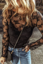Load image into Gallery viewer, LDC Lace Mesh Crochet Splicing Slim Fit Long Sleeve Blouse
