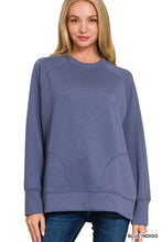 Load image into Gallery viewer, `Scuba Round Neck Pullover With Side Slits Zenana
