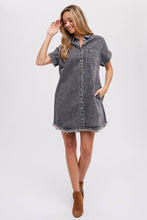 Load image into Gallery viewer, Frayed Denim Dress-Washed Black
